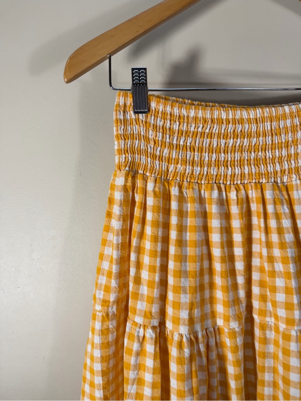 NWOT Petal + Pup Yellow Gingham Cotton Tiered Maxi Skirt Size 8 - Picture 4 of 10